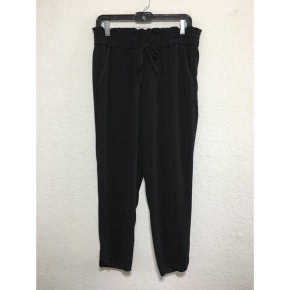 ZARA Baggy Elastic Waist Front Tie Cropped Slit Side Hem Black Size M Pu… - Picture 2 of 16